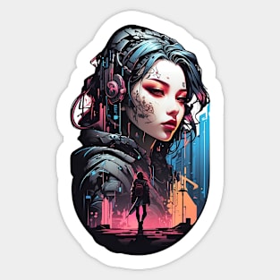 cyberpunk in town Sticker